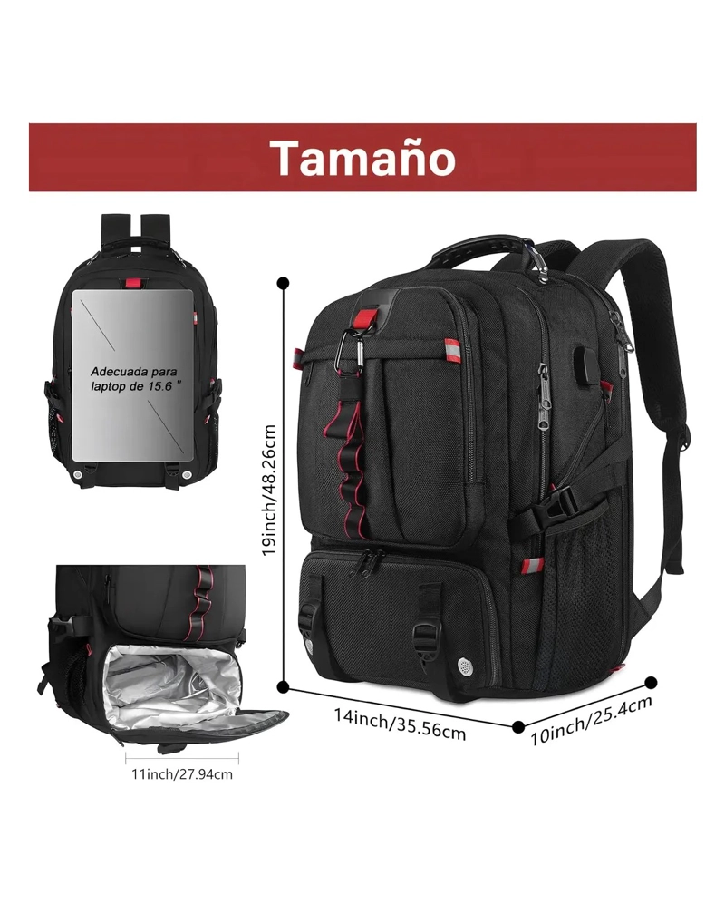 MOCHILA DE VIAJE 82L IMPERMEABLE PARA HOMBRE CON PUERTO USB - 2