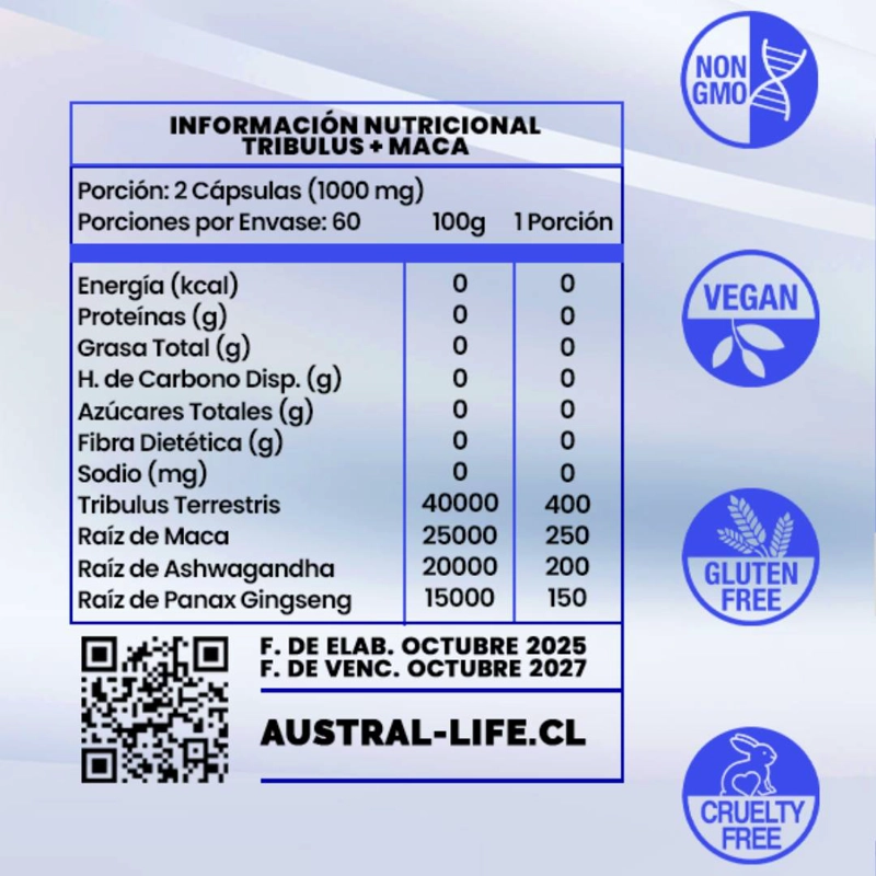 TRIBULUS TERRESTRIS + MACA – 120 CAPSULAS - 2