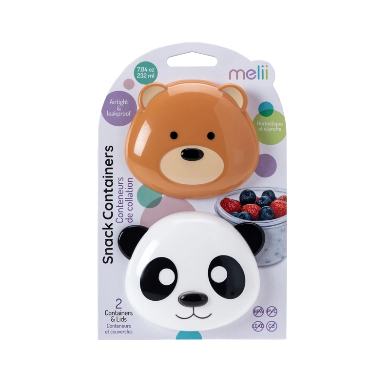 PACK X2 CONTENEDOR MELII 14700 SNACKS OSO Y PANDA MULTICOLOR - 1