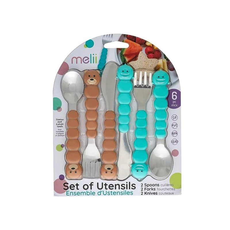 SET MELII 16200 6 CUBIERTOS TIBURON Y OSO MULTICOLOR - 4