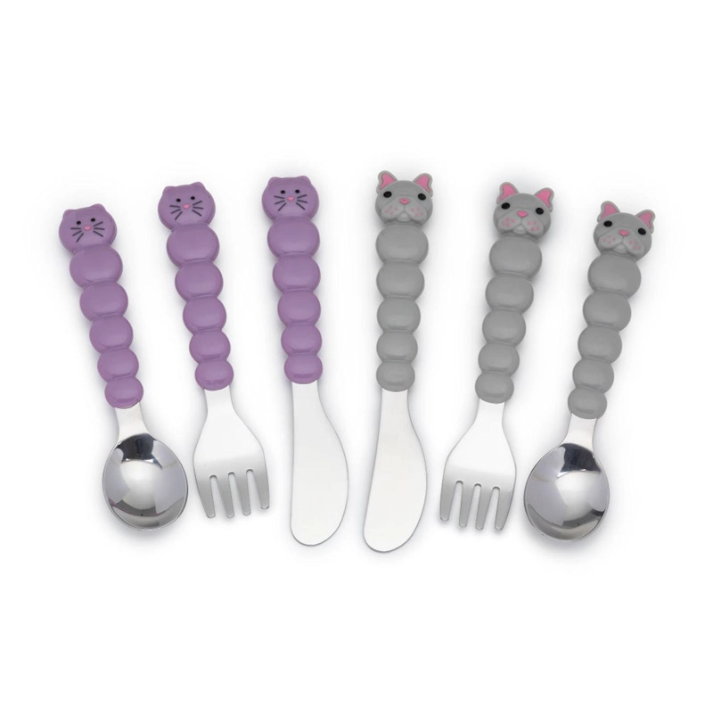SET MELII 16100 6 CUBIERTOS GATO Y BULLDOG MULTICOLOR - 1