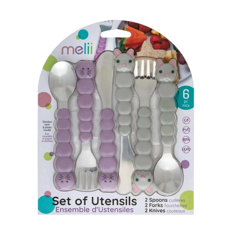 SET MELII 16100 6 CUBIERTOS GATO Y BULLDOG MULTICOLOR - 4
