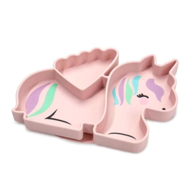 PLATO MELII 17300 SILICONA CON SUCCION UNICORNIO ROSADO - 1
