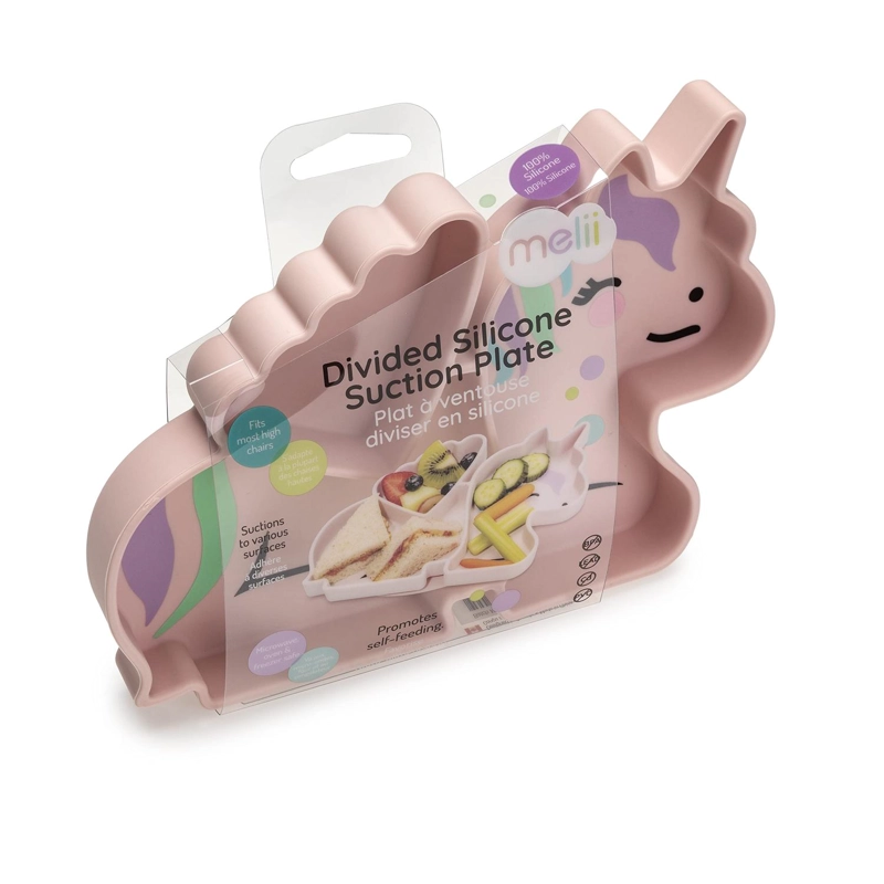 PLATO MELII 17300 SILICONA CON SUCCION UNICORNIO ROSADO - 2