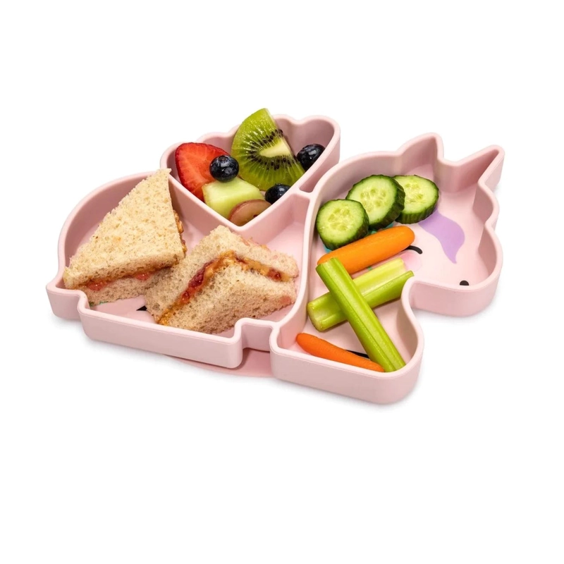 PLATO MELII 17300 SILICONA CON SUCCION UNICORNIO ROSADO - 3