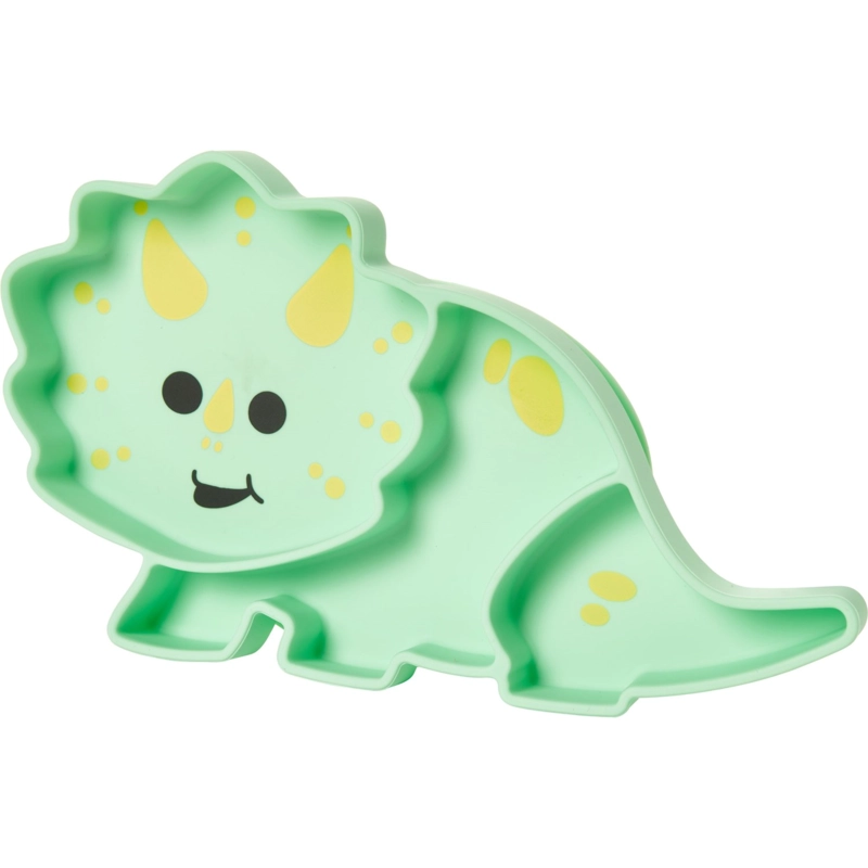 PLATO MELII 17200 SILICONA CON SUCCION DINOSAURIO VERDE CLARO - 1