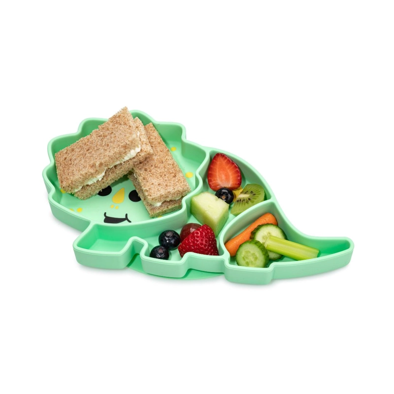 PLATO MELII 17200 SILICONA CON SUCCION DINOSAURIO VERDE CLARO - 4