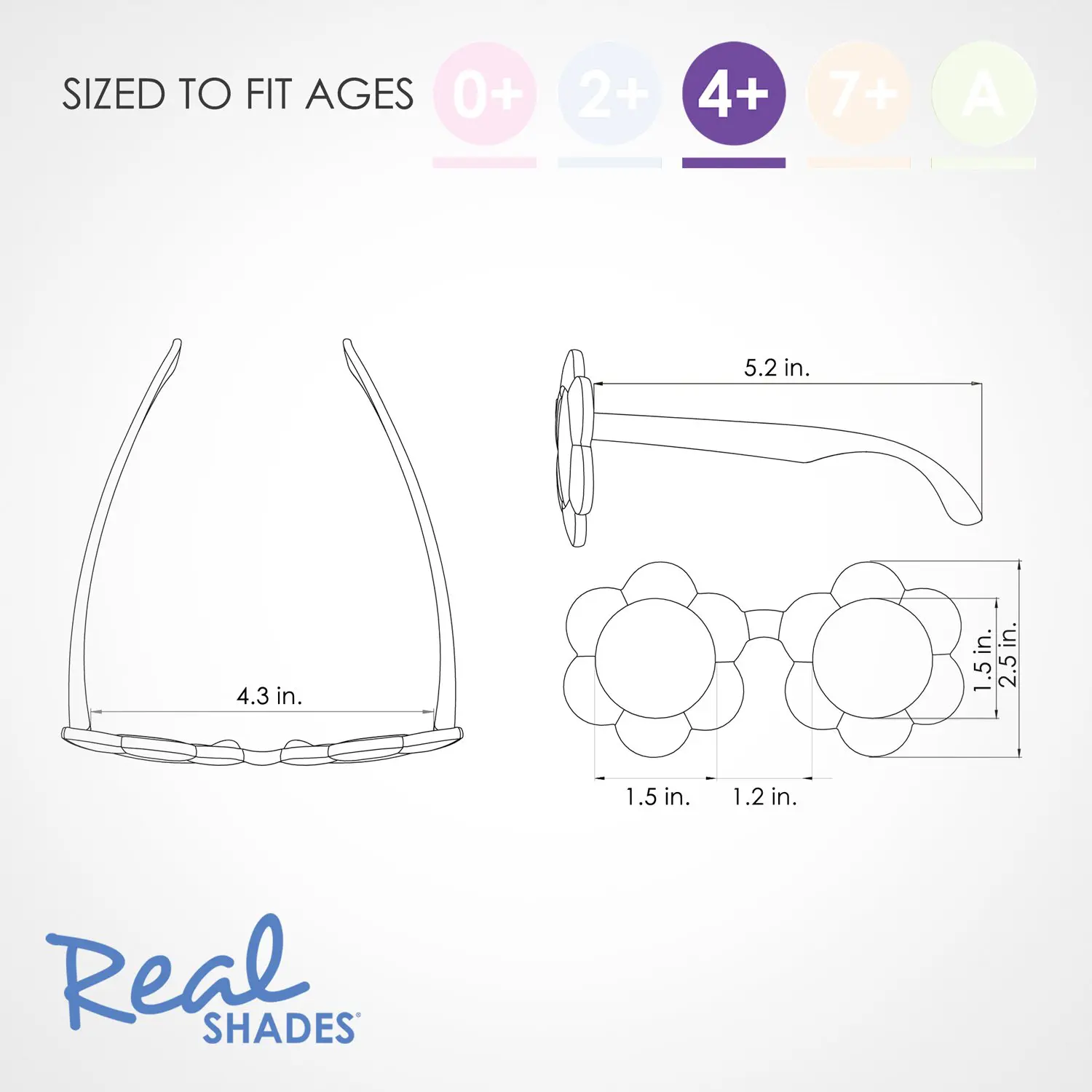 LENTES SOL REAL SHADES NIÑOS FLORES 4+ FUCSIA - 3