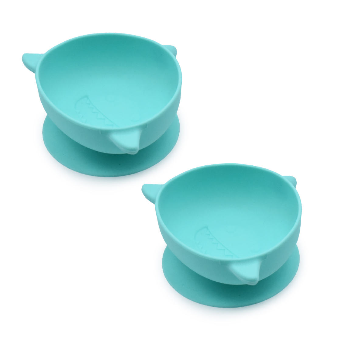 PACK DE 2 BOWLS DE SILICONA CON SUCCIÓN TIBURÓN - 1
