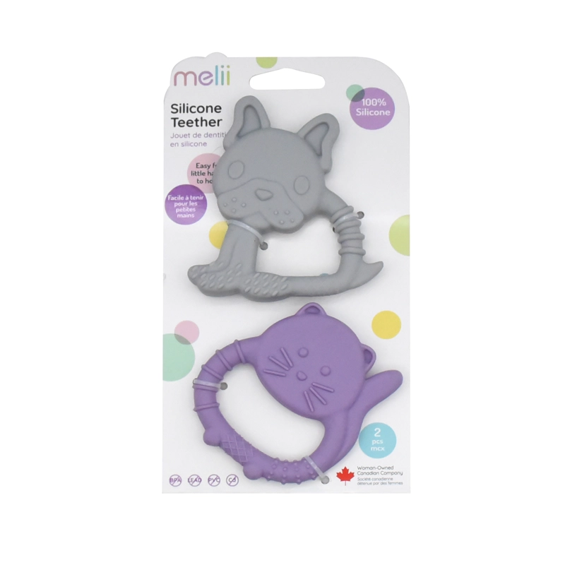 PACK DE 2 MORDEDORES DE SILICONA BULLDOG Y GATO - 1