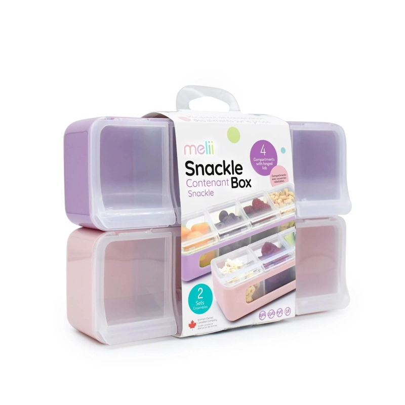 PACK DE 2 CONTENEDORES DE 4 COMPARTIMIENTOS ROSADO/MORADO - 1