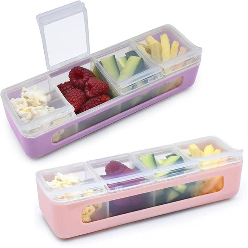 PACK DE 2 CONTENEDORES DE 4 COMPARTIMIENTOS ROSADO/MORADO - 4