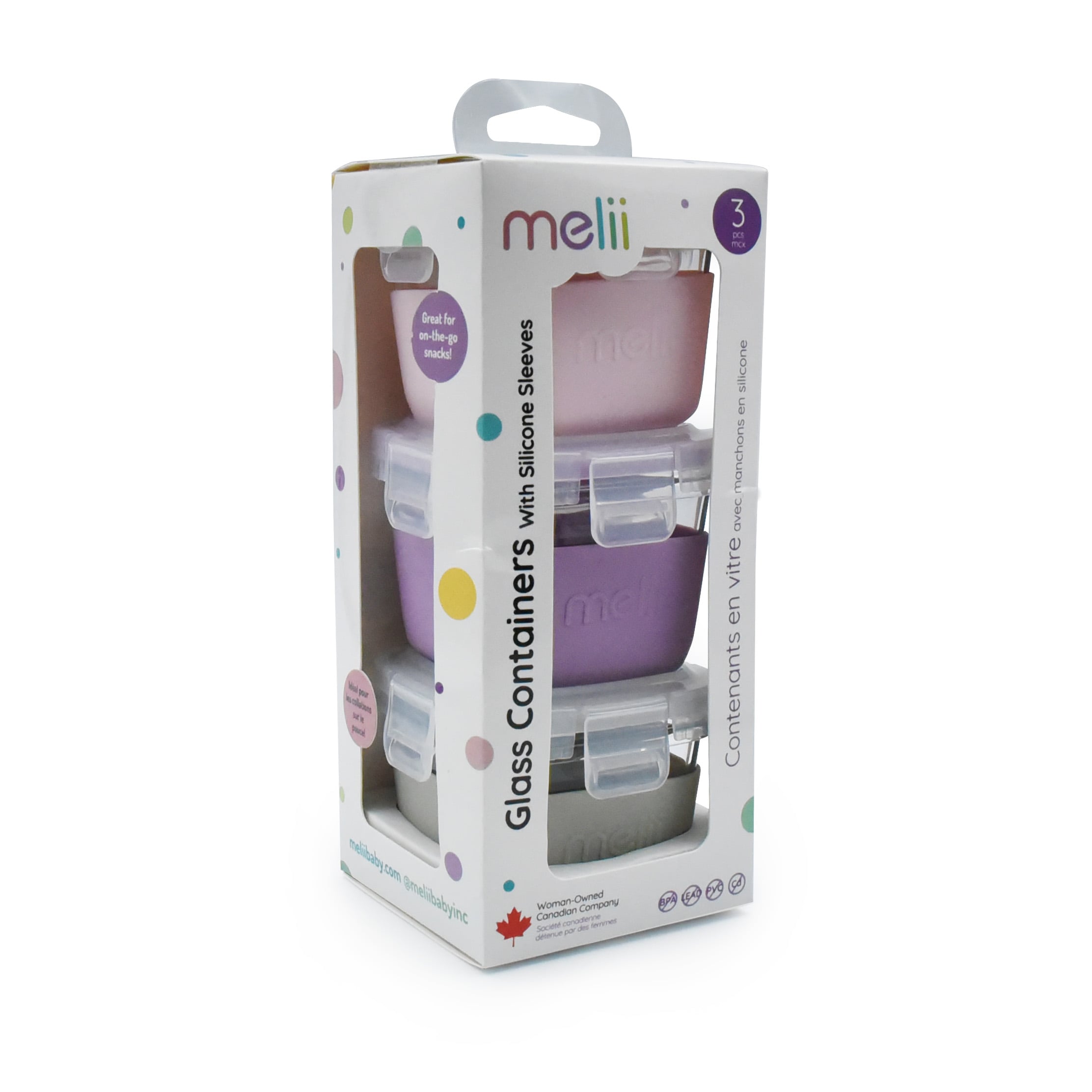 PACK DE 3 CONTENEDORES DE VIDRIO CON SILICONA ROSA 160 ML - 6