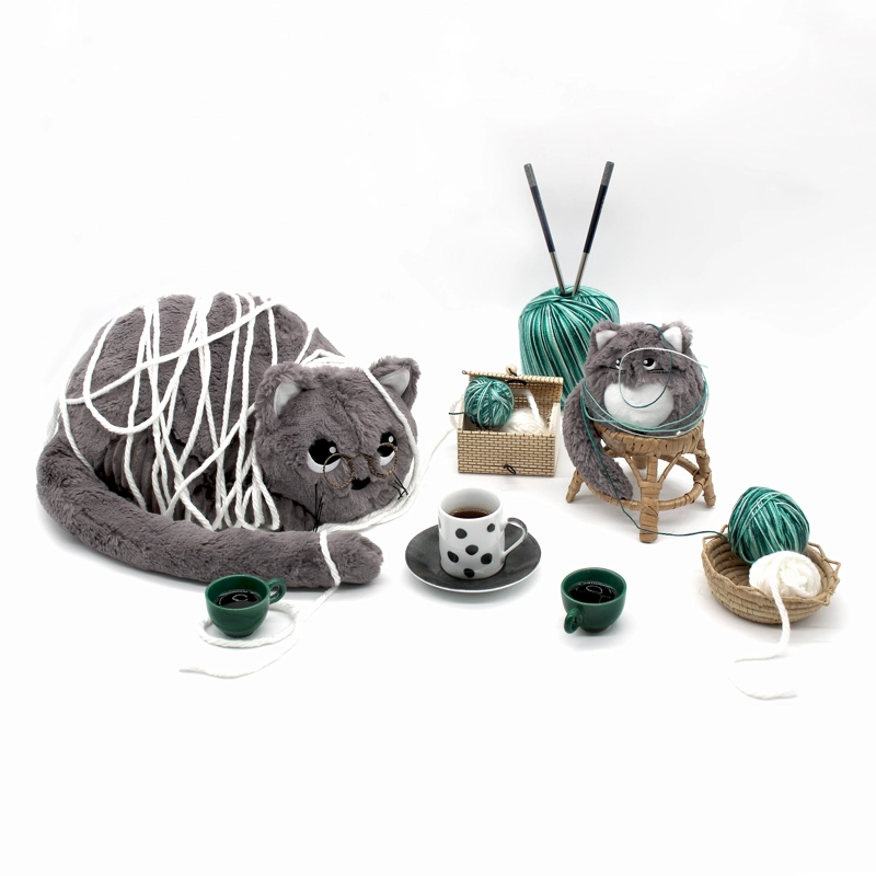 PELUCHE GATO MIAOU MAMA Y BEBE  - GRIS - 6