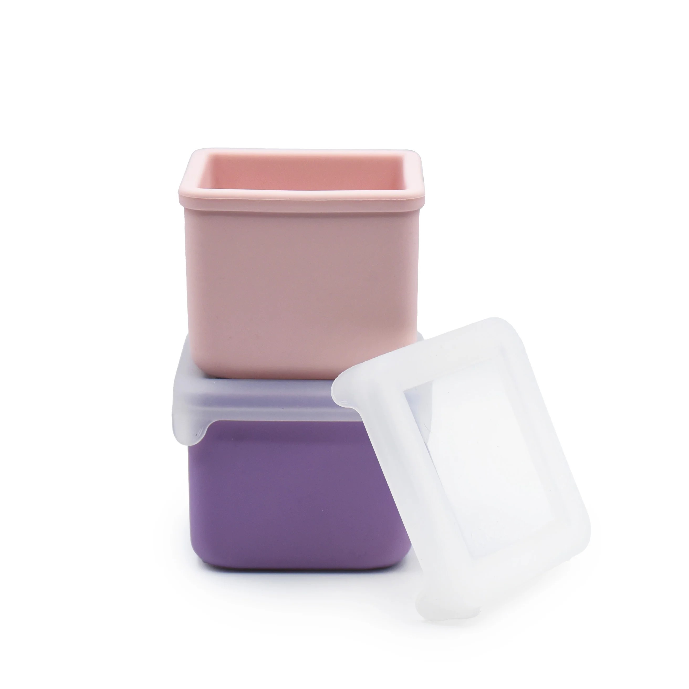 PACK DE 2 CONTENEDORES DE SILICONA ROSADO Y MORADO - 1