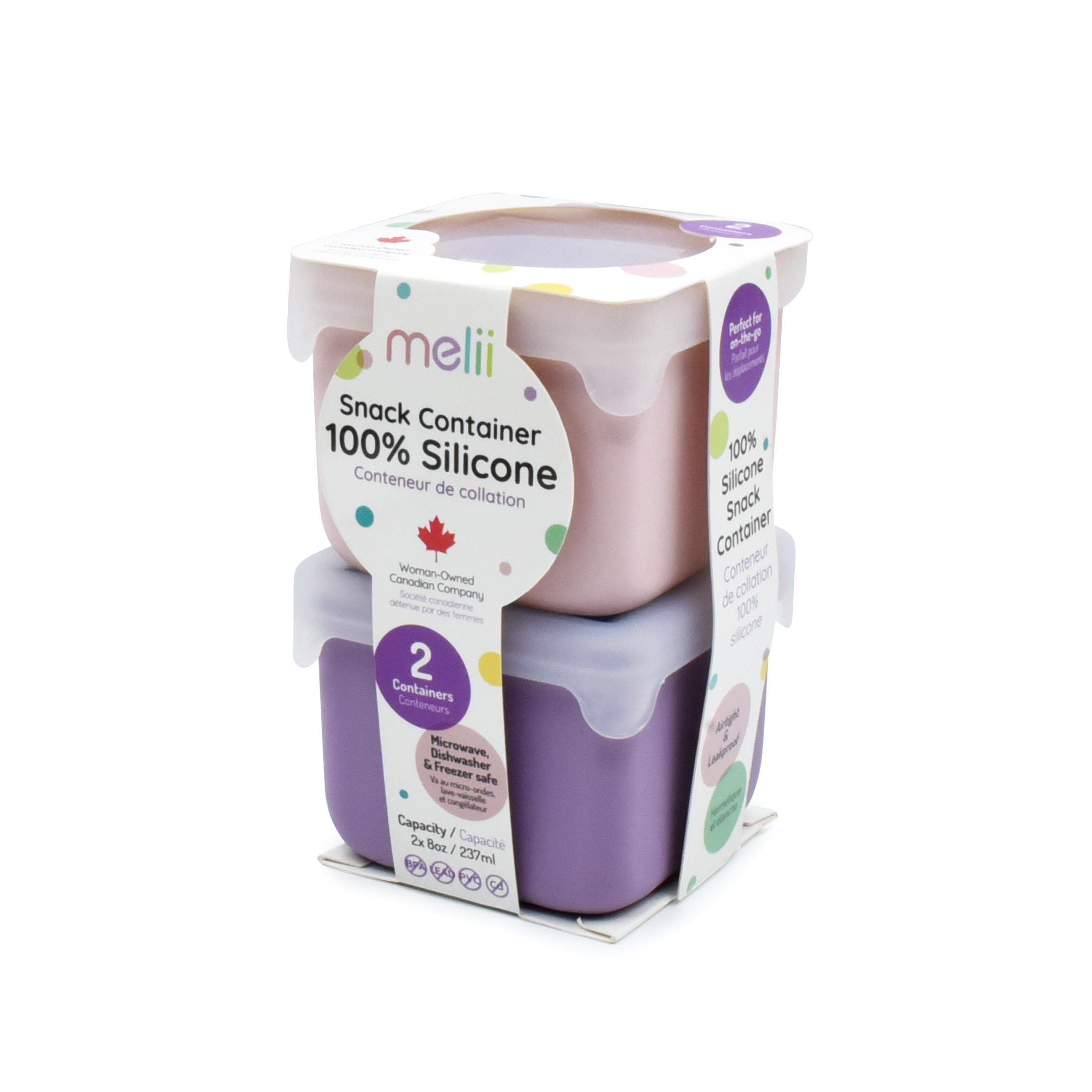 PACK DE 2 CONTENEDORES DE SILICONA ROSADO Y MORADO - 6