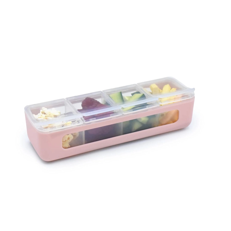 CONTENEDOR DE 4 COMPARTIMIENTOS ROSADO - 1