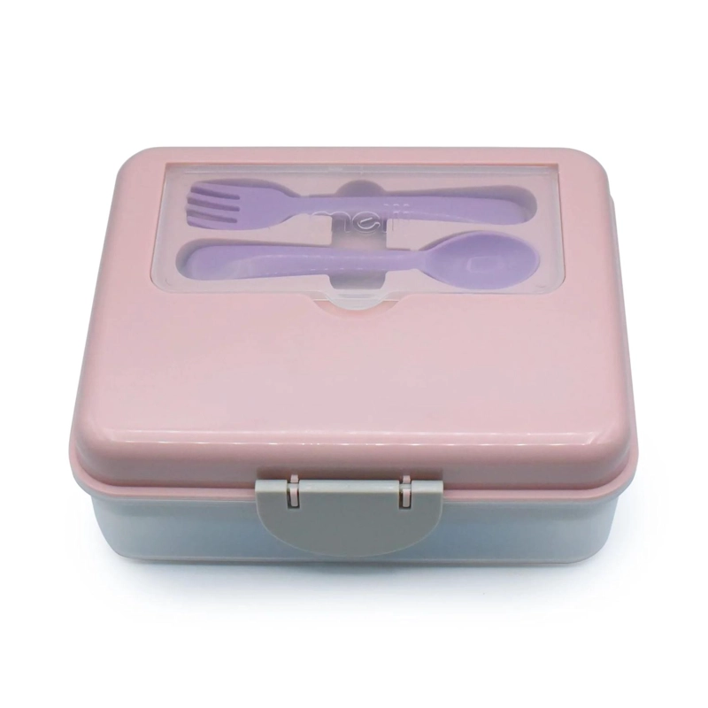 LONCHERA BENTO BOX CON CUBIERTOS - ROSADO - 1