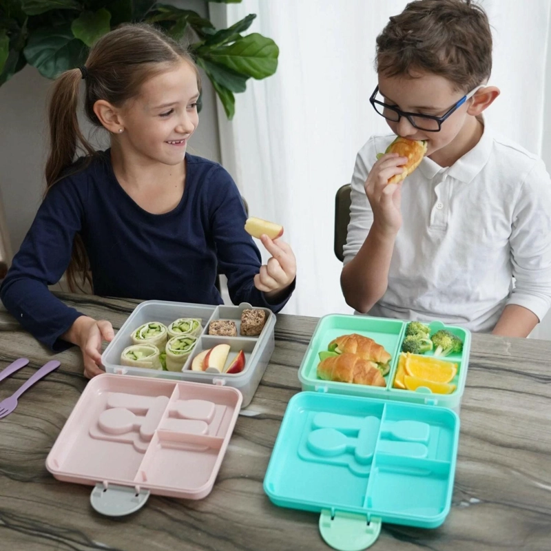LONCHERA BENTO BOX CON CUBIERTOS - ROSADO - 2