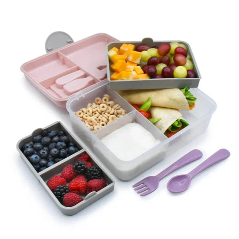 LONCHERA BENTO BOX CON CUBIERTOS - ROSADO - 3