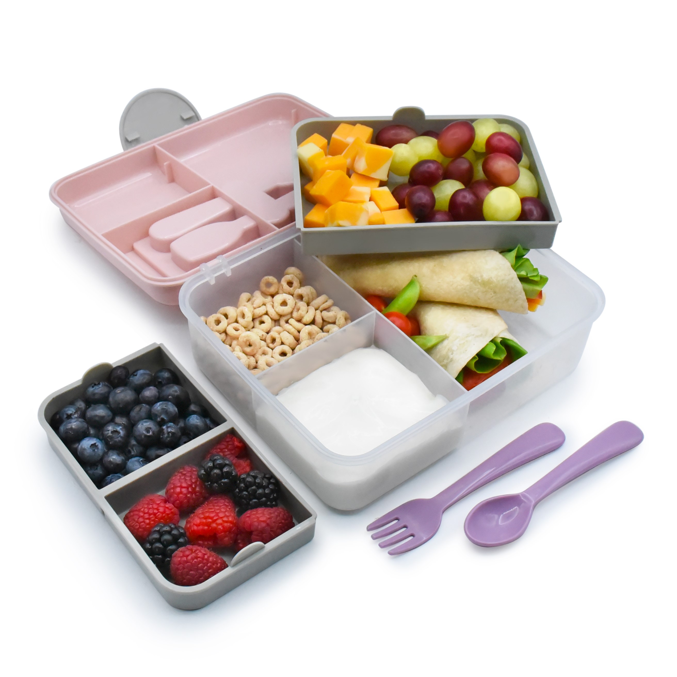 LONCHERA BENTO BOX CON CUBIERTOS - ROSA - 3