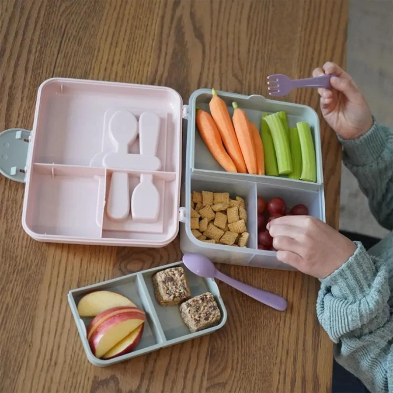 LONCHERA BENTO BOX CON CUBIERTOS - ROSADO - 5