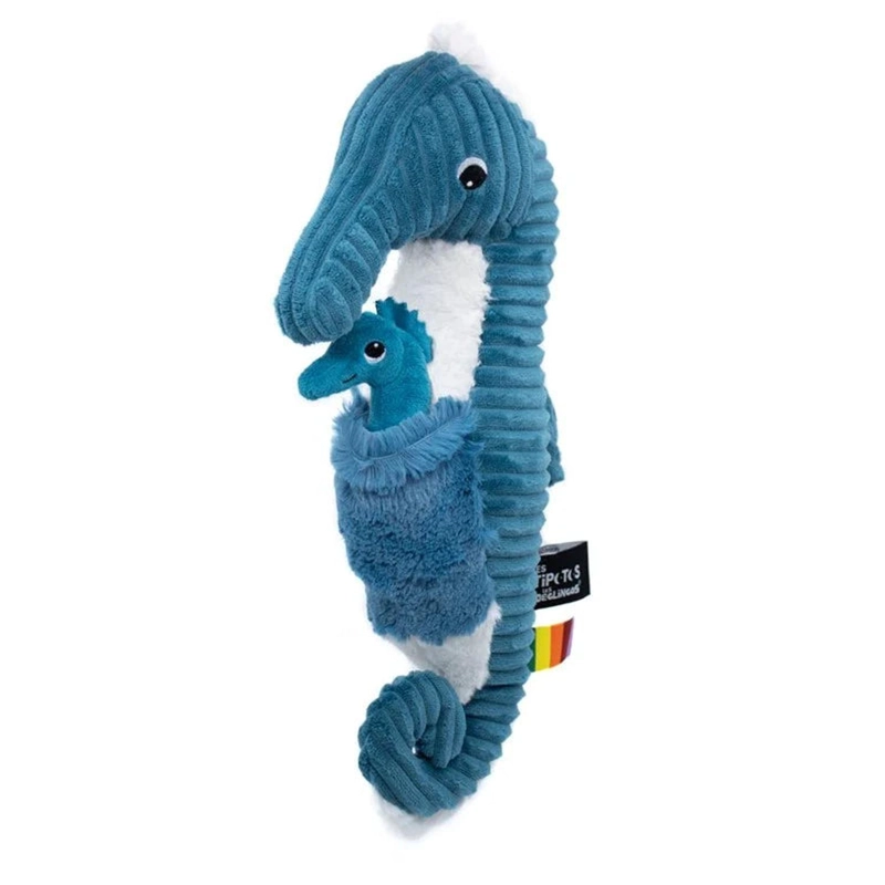 PELUCHE CABALLITO DE MAR PAPADOU PAPA Y BEBE  - AZUL - 1