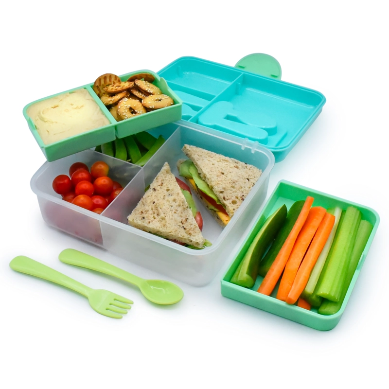 LONCHERA BENTO BOX CON CUBIERTOS - AZUL - 3