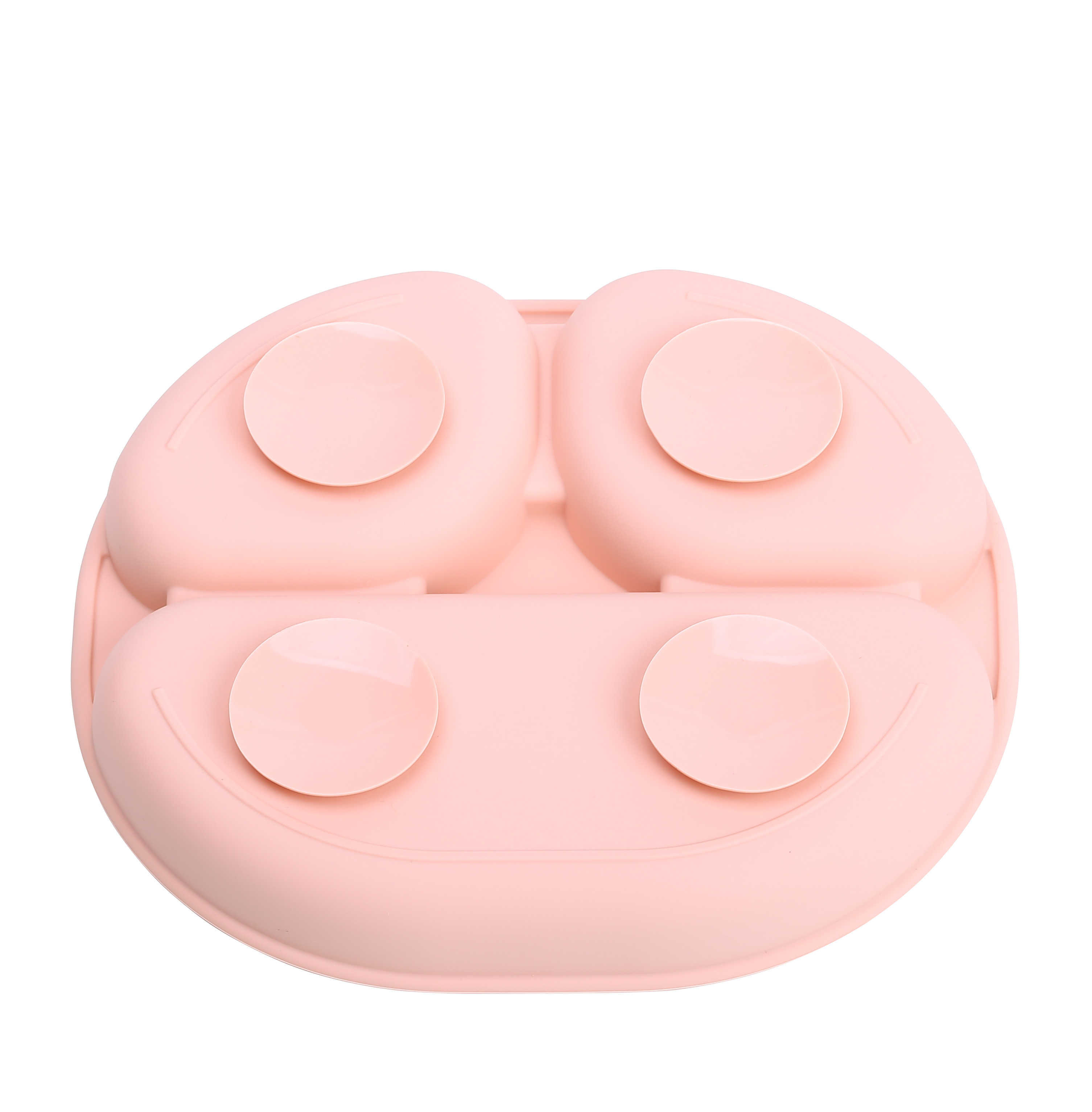 PLATO DE SILICONA CON SUCCION Y DIVISIONES ROSA - 3