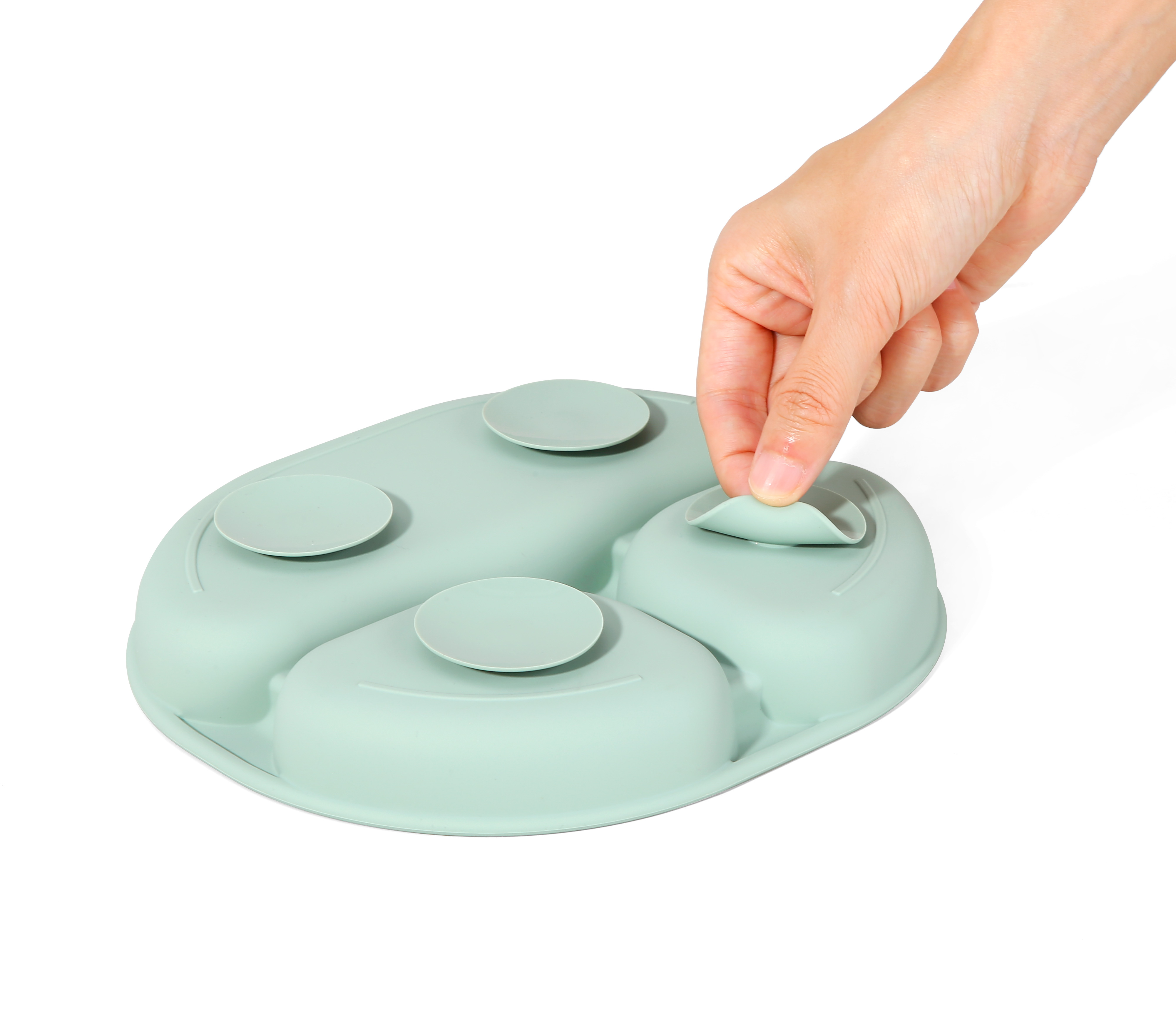 PLATO DE SILICONA CON SUCCION Y DIVISIONES AZUL - 5