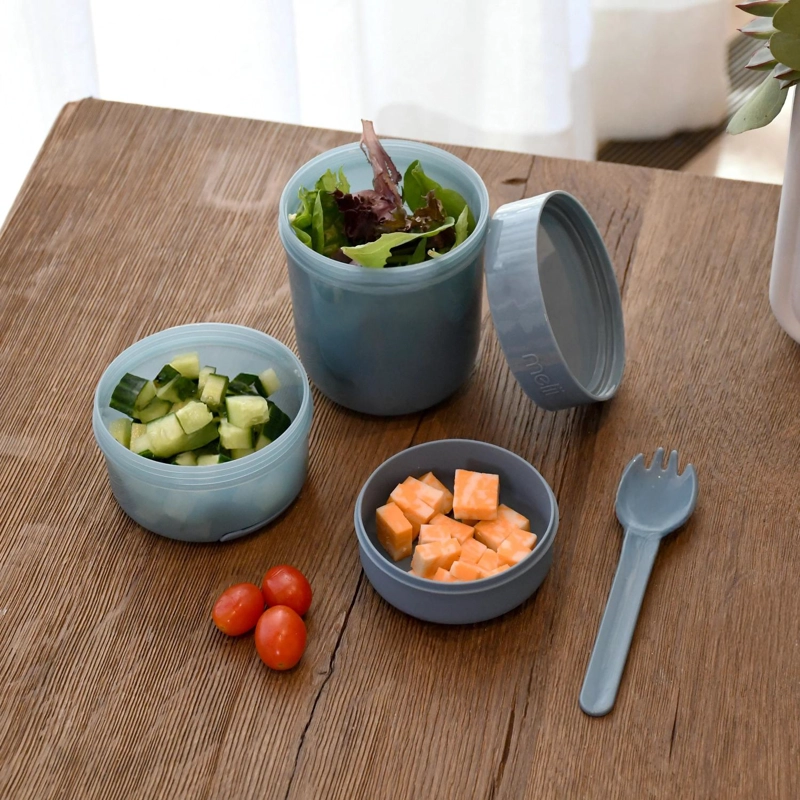 CONTENEDOR PARA YOGHURT Y ENSALADA - AZUL - 2