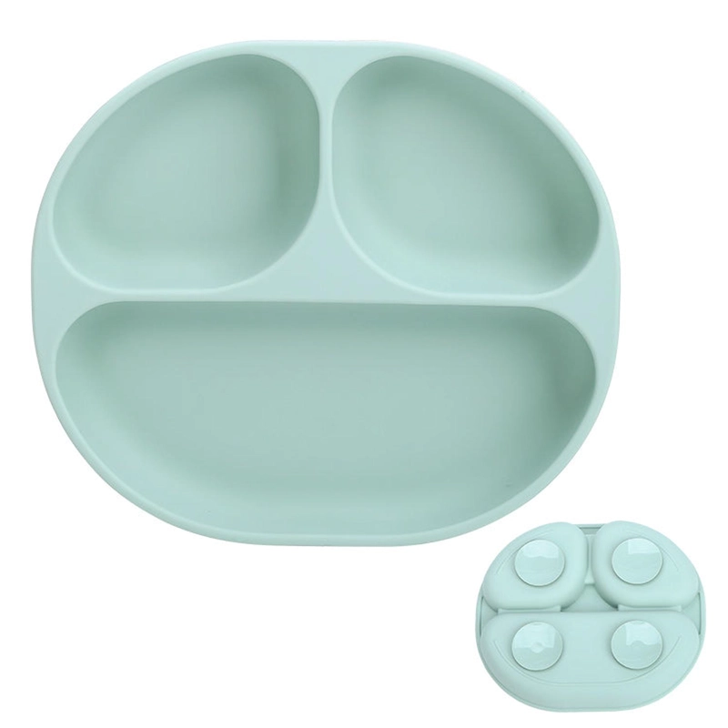 PLATO DE SILICONA CON SUCCION Y DIVISIONES AZUL - 1