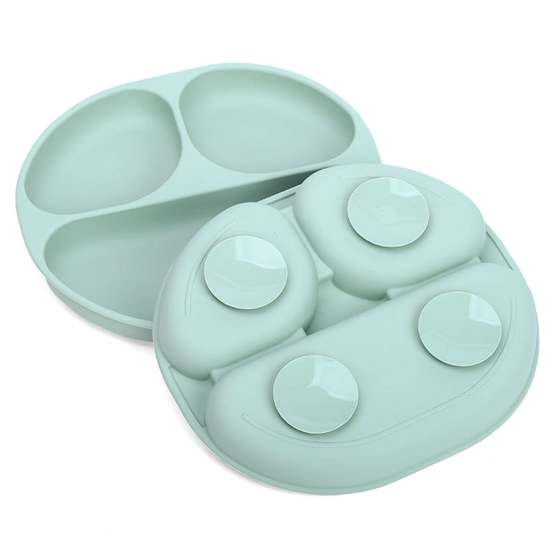 PLATO DE SILICONA CON SUCCION Y DIVISIONES AZUL - 2