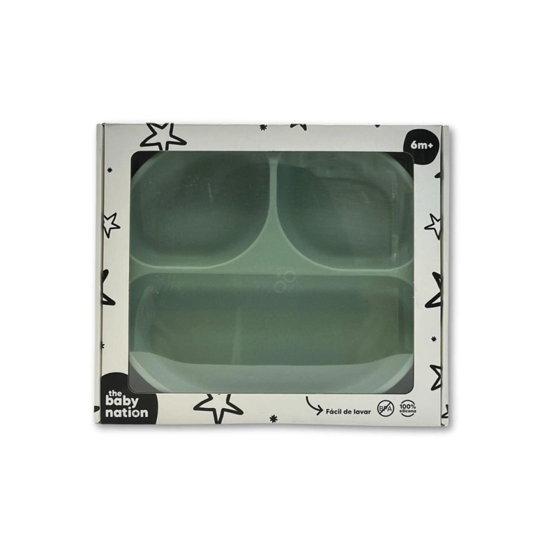 PLATO DE SILICONA CON SUCCION Y DIVISIONES AZUL - 3