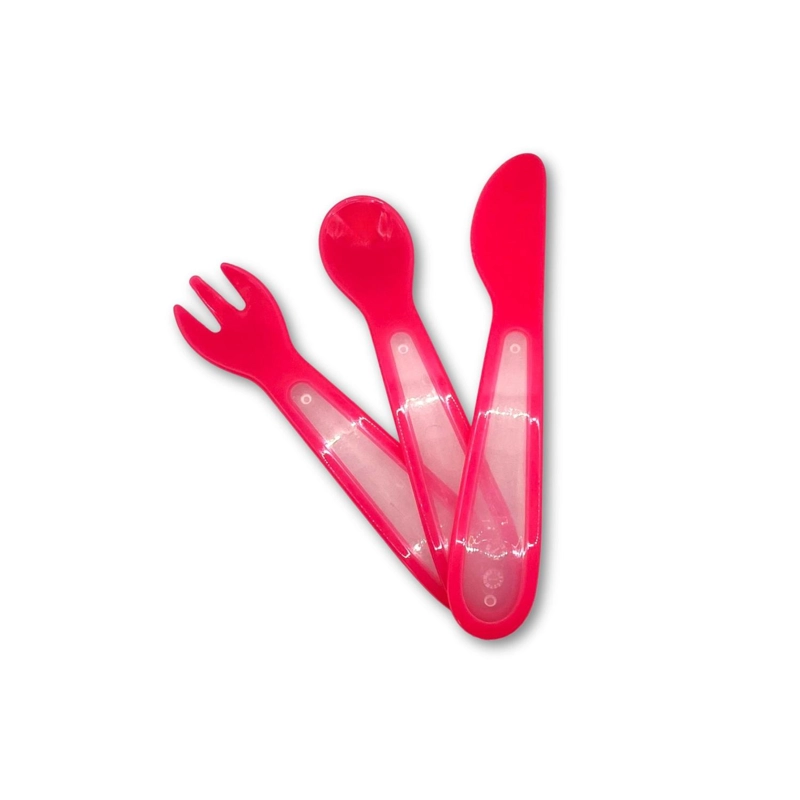 PRIMER SET DE CUBIERTOS DE PLASTICO ROSADO - 2