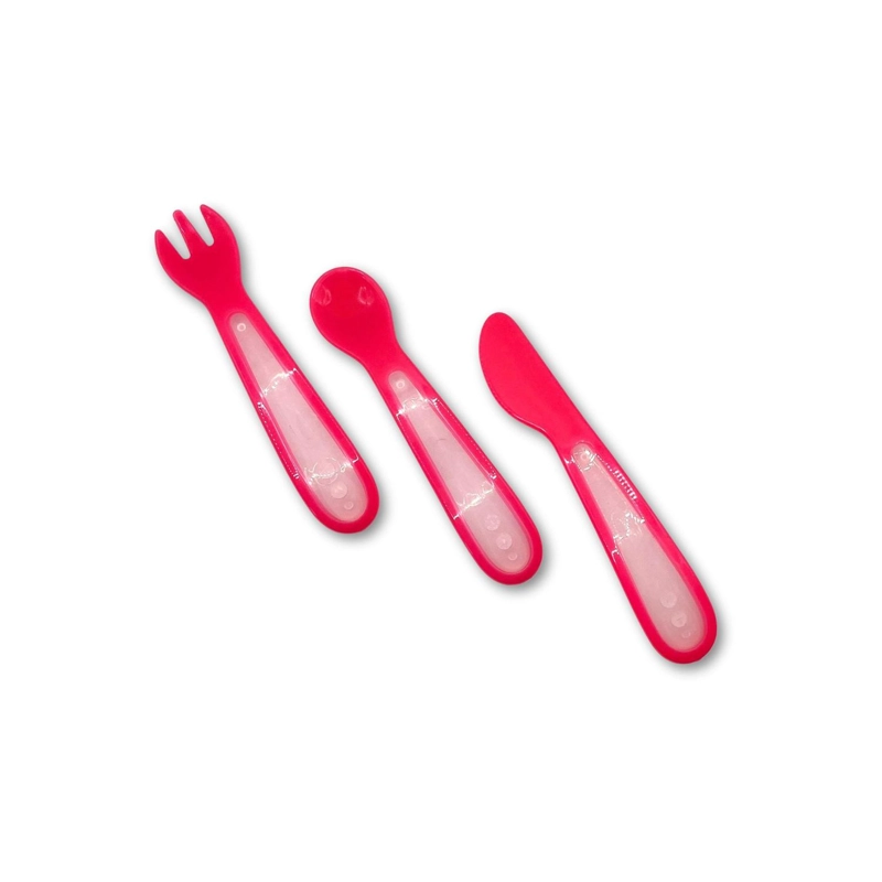 PRIMER SET DE CUBIERTOS DE PLASTICO ROSADO - 3