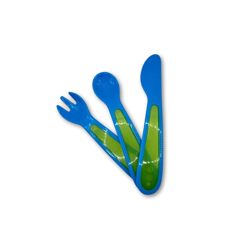 PRIMER SET DE CUBIERTOS DE PLASTICO AZUL - 2