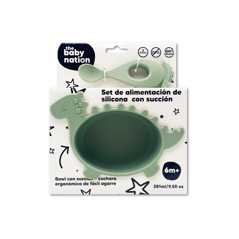 SET PLATO Y CUCHARA DE SILICONA DINO - 1