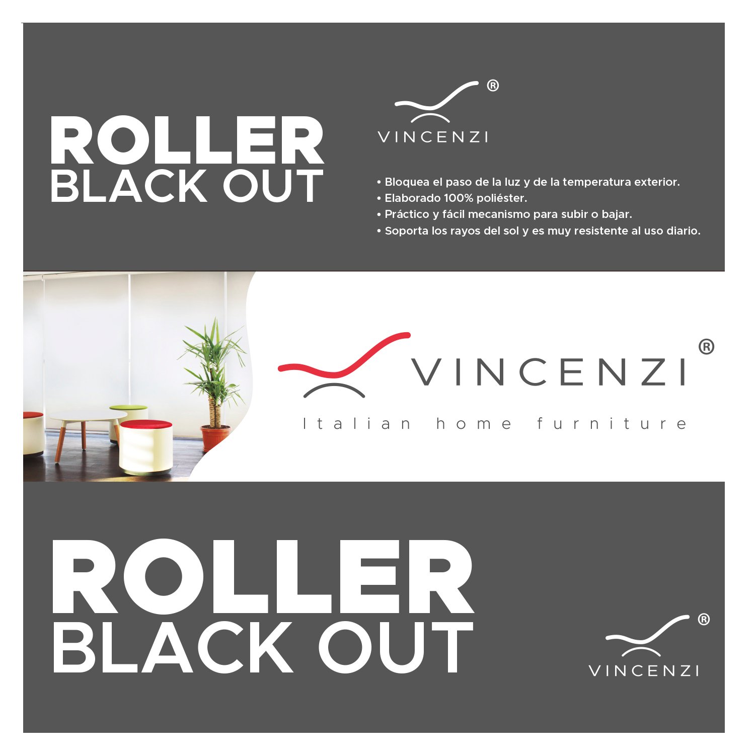 CORTINA ROLLER BLACKOUT GRIS 240X230CM - 6