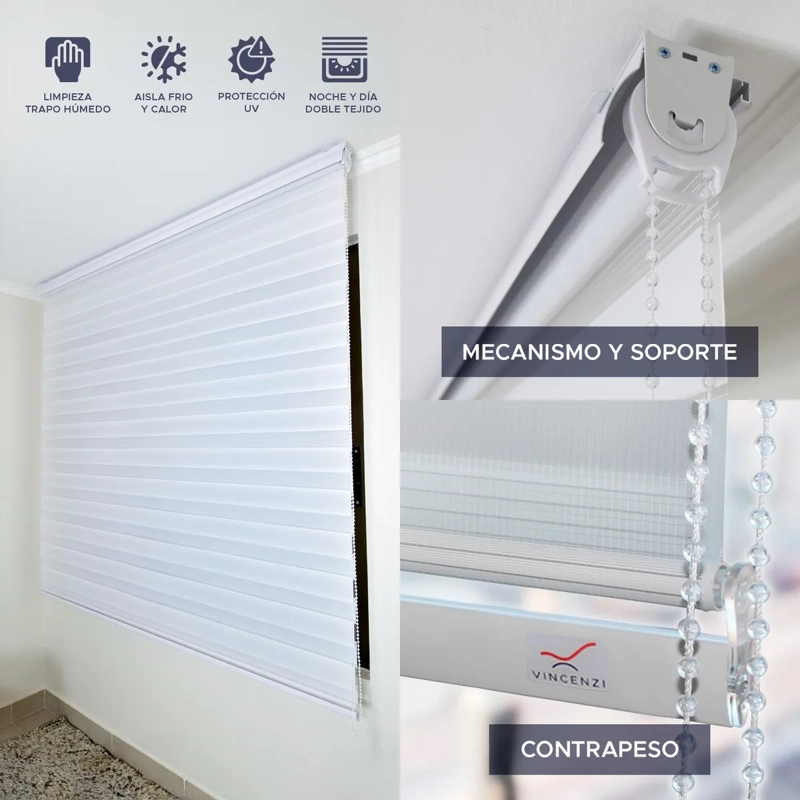 CORTINA ROLLER DUO EN COLOR BLANCO 240X240CM - 4