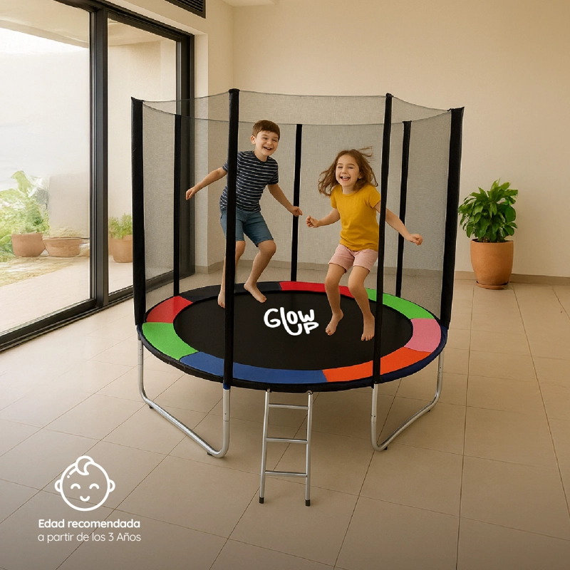 Cama Elástica 6ft 1.83mt soporta 160kg Malla Glowup + Escalera - 13