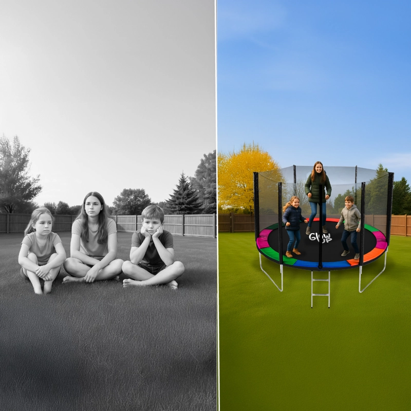 CAMA ELÁSTICA 10 FT 3,05 MTS + MALLA DE SEGURIDAD Y ESCALERA GLOWUP - 2