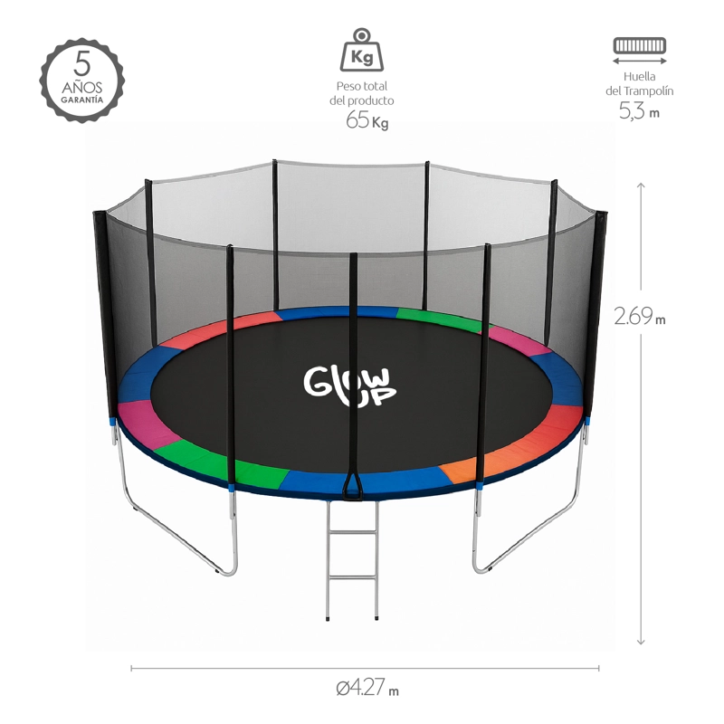CAMA ELÁSTICA 14 FT 4,27 MTS GLOWUP + MALLA Y ESCALERA - 6