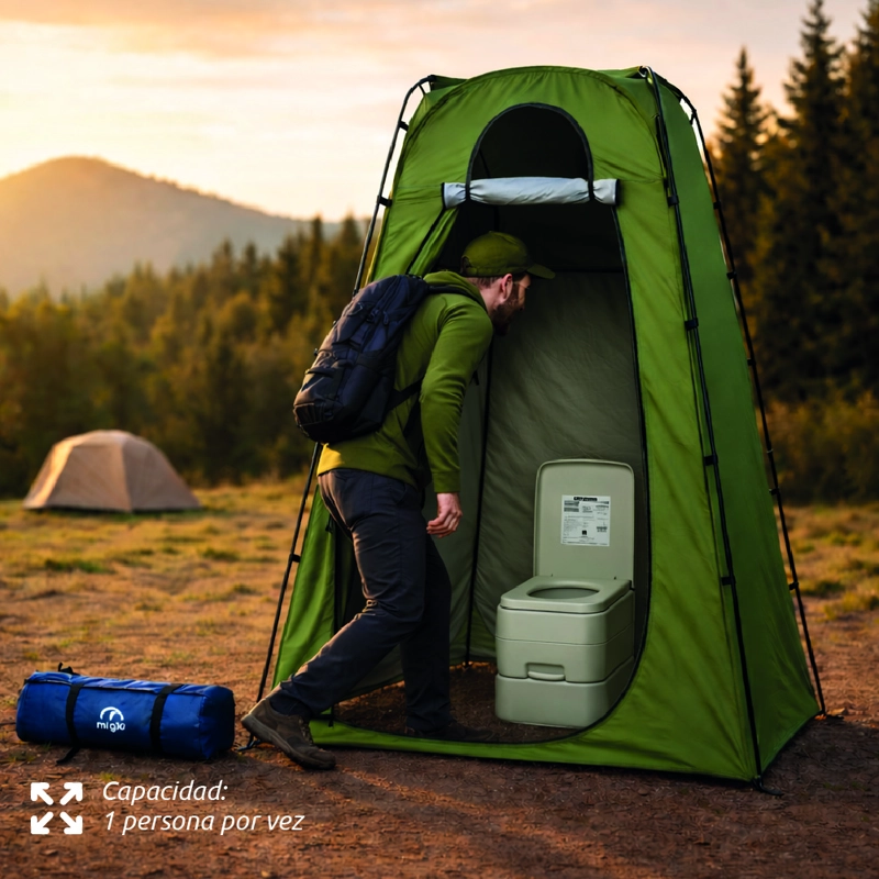 Baño Químico Portátil Caseta y Ducha Solar 20L para Camping - 8