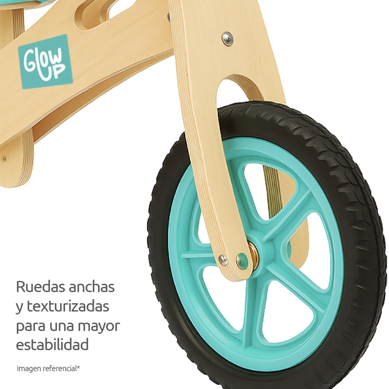 BICICLETA INFANTIL MADERA CELESTE GLOWUP 2 A 6 AÑOS - 4