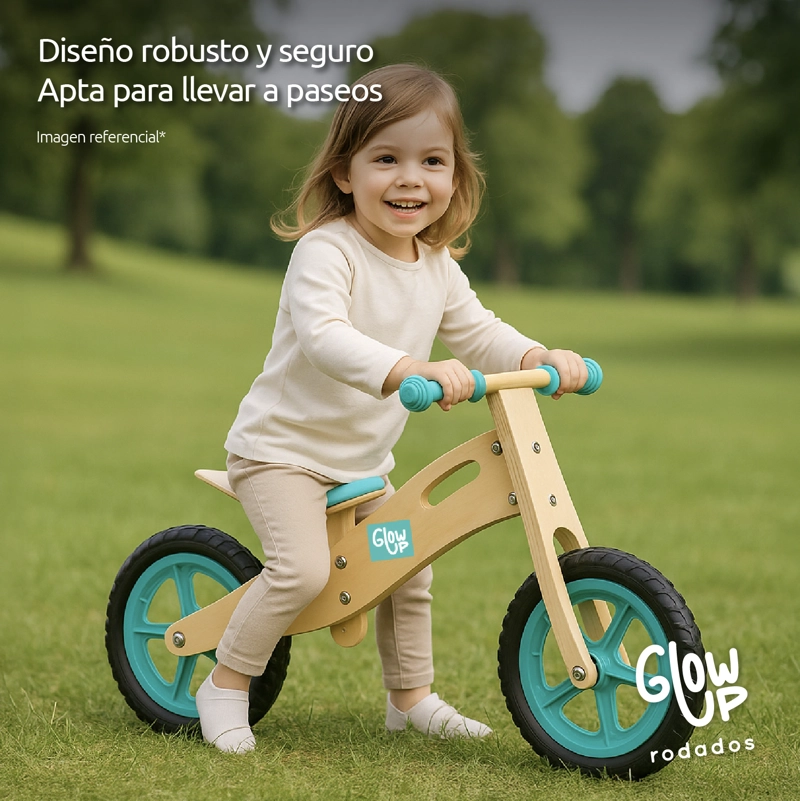 BICICLETA INFANTIL MADERA CELESTE GLOWUP 2 A 6 AÑOS - 5