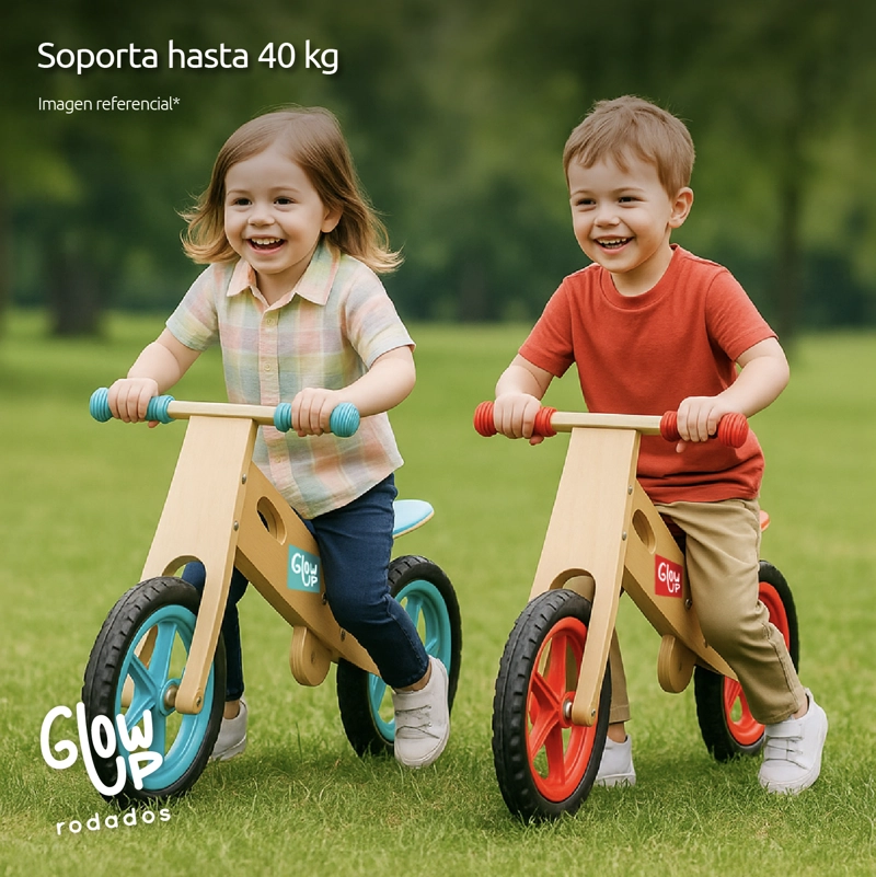 BICICLETA INFANTIL MADERA CELESTE GLOWUP 2 A 6 AÑOS - 6
