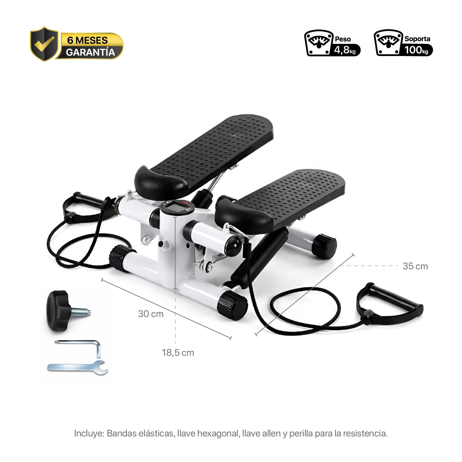 ELÍPTICA K-FIT R5952 CAPACIDAD 100 KG COMPACTA CON BANDAS - 2