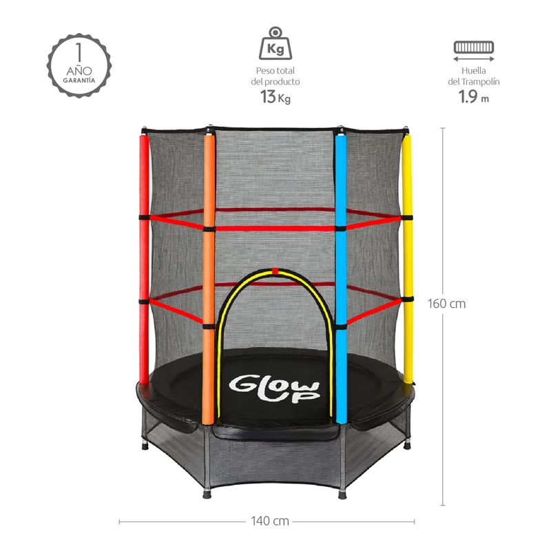 Cama Elástica GlowUp 1,40 x 1,60 mt 4,5 Ft Malla Seguridad Superior - 5