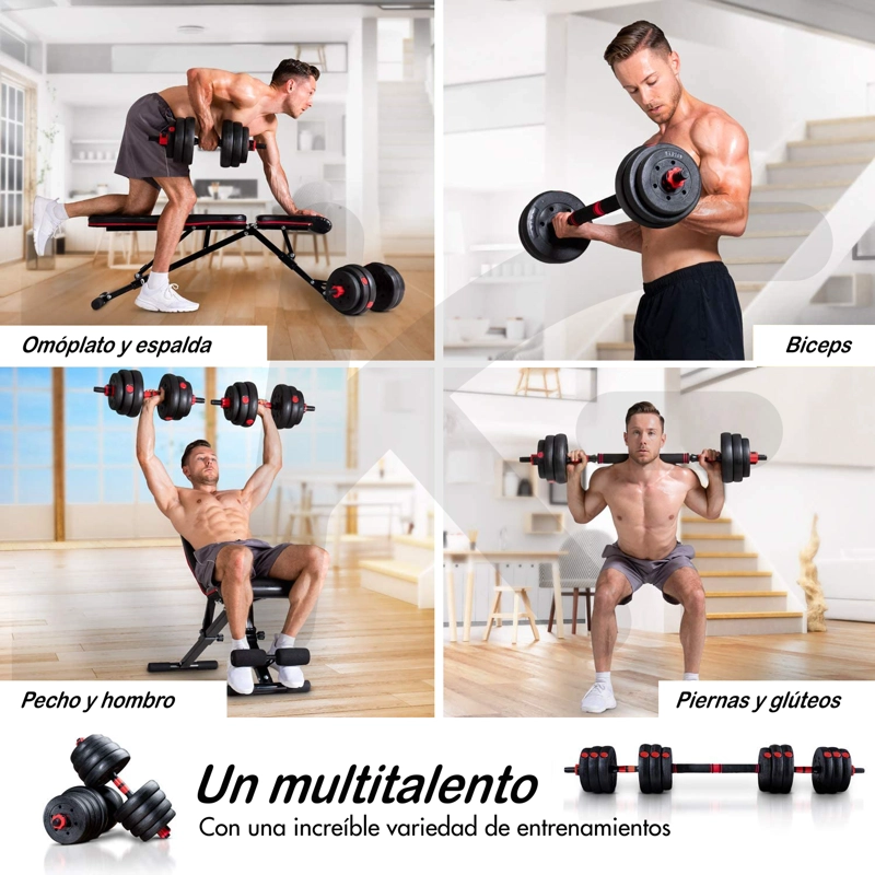 SET MANCUERNAS CON BARRA AJUSTABLE K-FIT 10 KG - 2